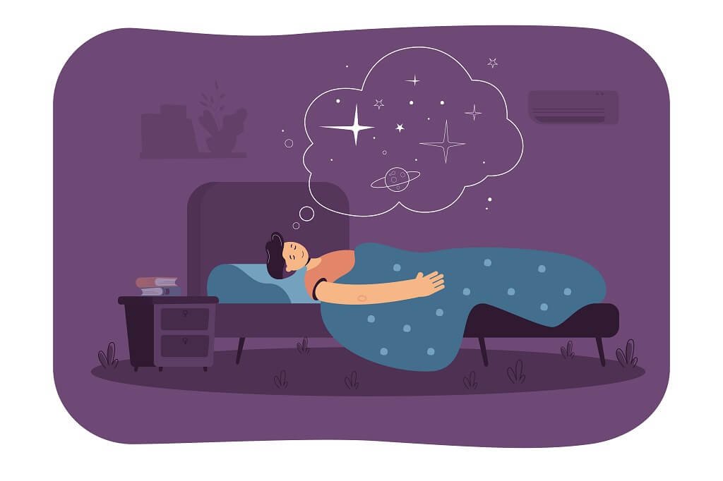 Peaceful man sleeping in bedroom sleep well
