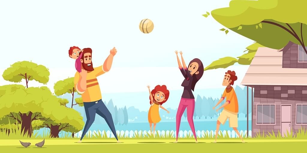 Family Playing Ball Cartoon Illustration meditation videos 4