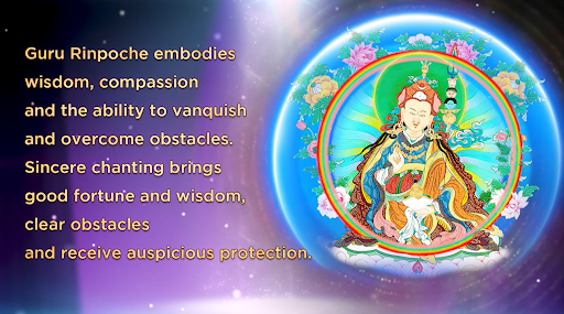 Guru Rinpoche embodies wisdom, compassion, and the ability to vanquish and overcome obstacles.