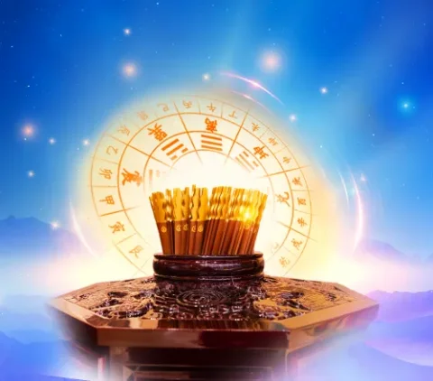 Oracle Reading, divination sticks in a qian tong
