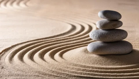 Zen stone and sand garden