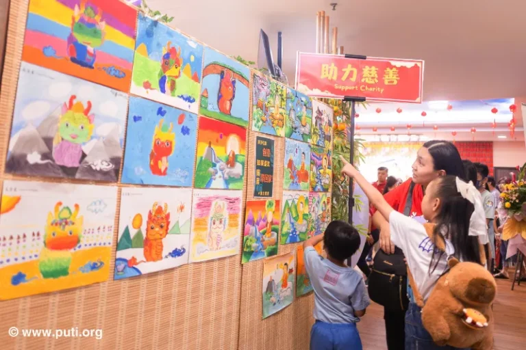 Children’s artwork on display, drawing attention