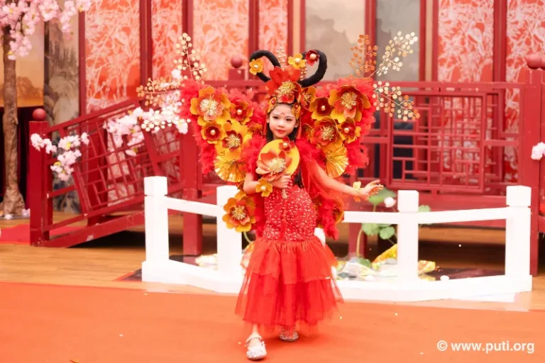 Child showcasing vibrant traditional attire